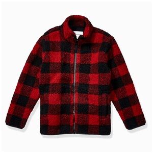 Amazon Essentials size girl’s L : holiday Sherpa fleece plaid fall winter jacket